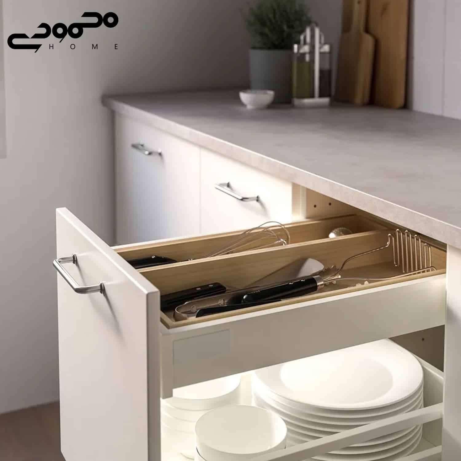 نظم دهنده آشپزخانه ایکیا مدل UPPDATERA برای مرتب‌سازی بهتر ظروف و ابزارهای آشپزی.