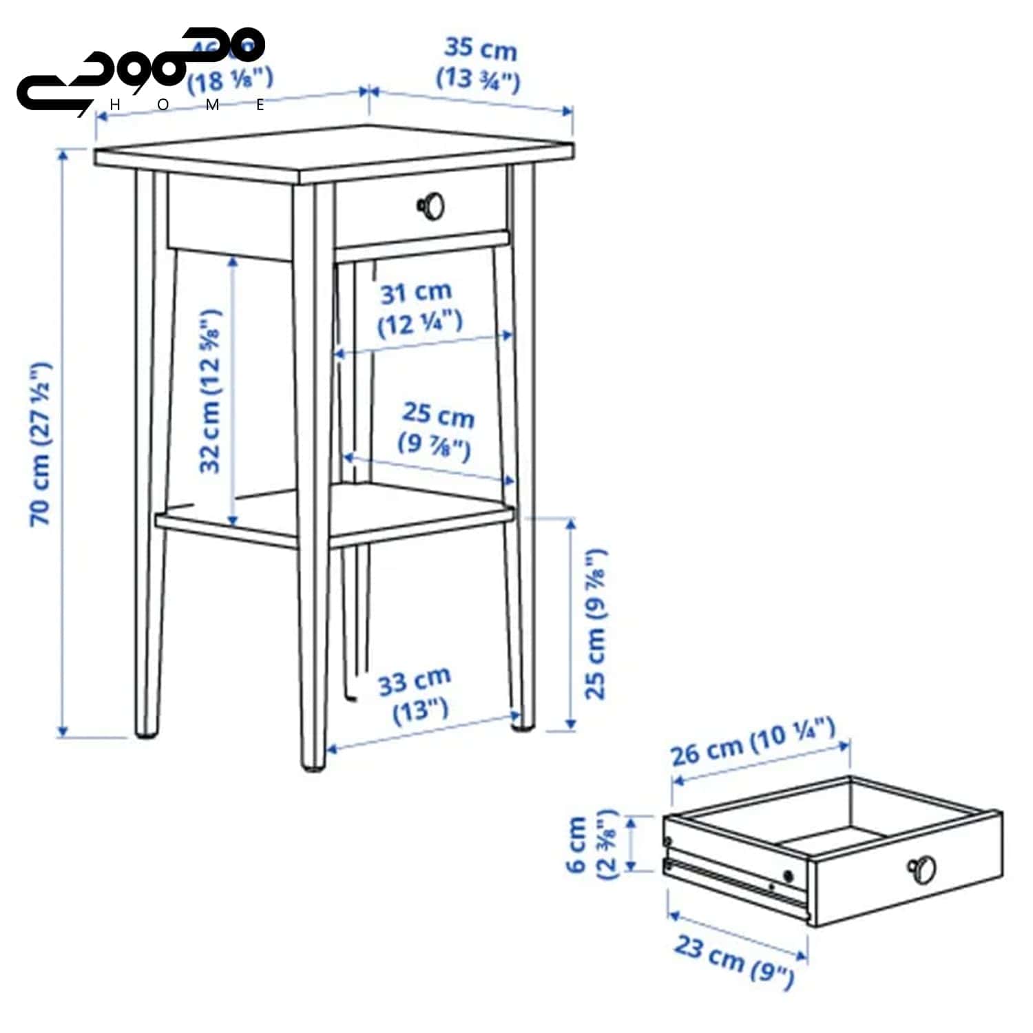 پاتختی ایکیا مدلHEMNES